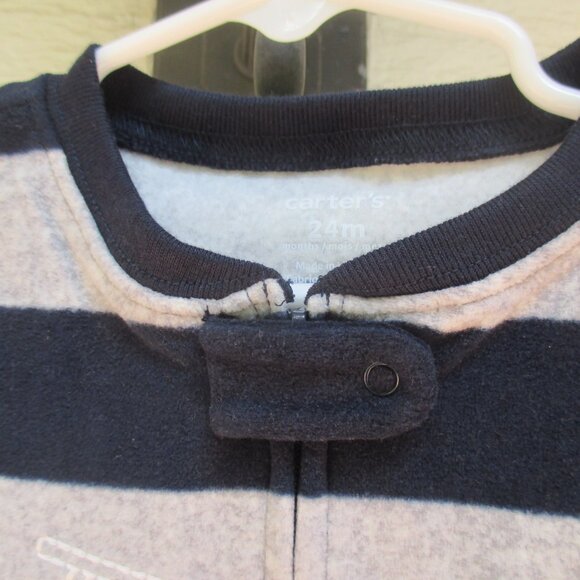 NWT Carter's Little FIRE ENGINE SLEEPER SIZE 24M  2 way zipper soft blue & grey - Picture 3 of 5